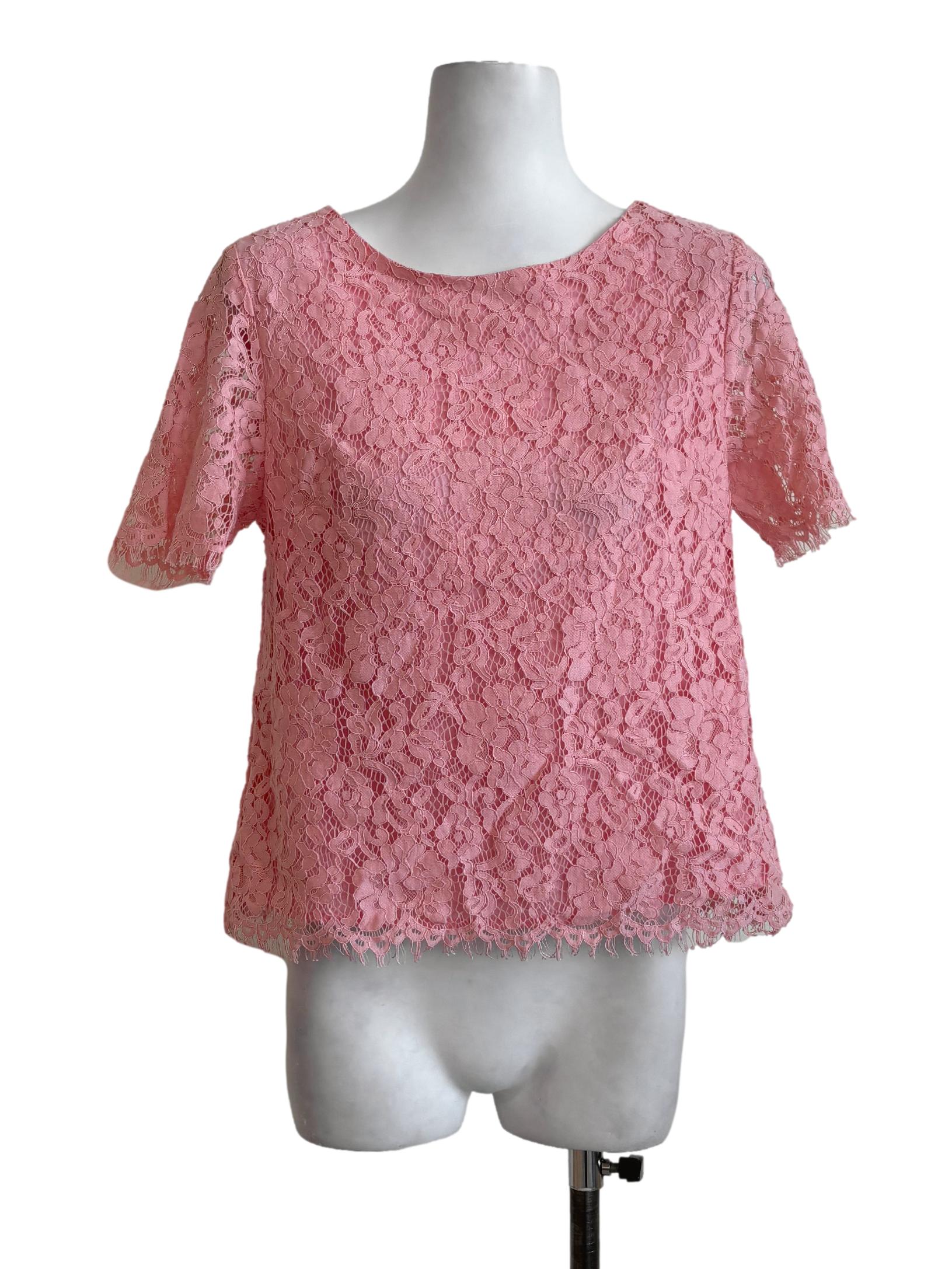 Watermelon Floral Lace Sheer Top