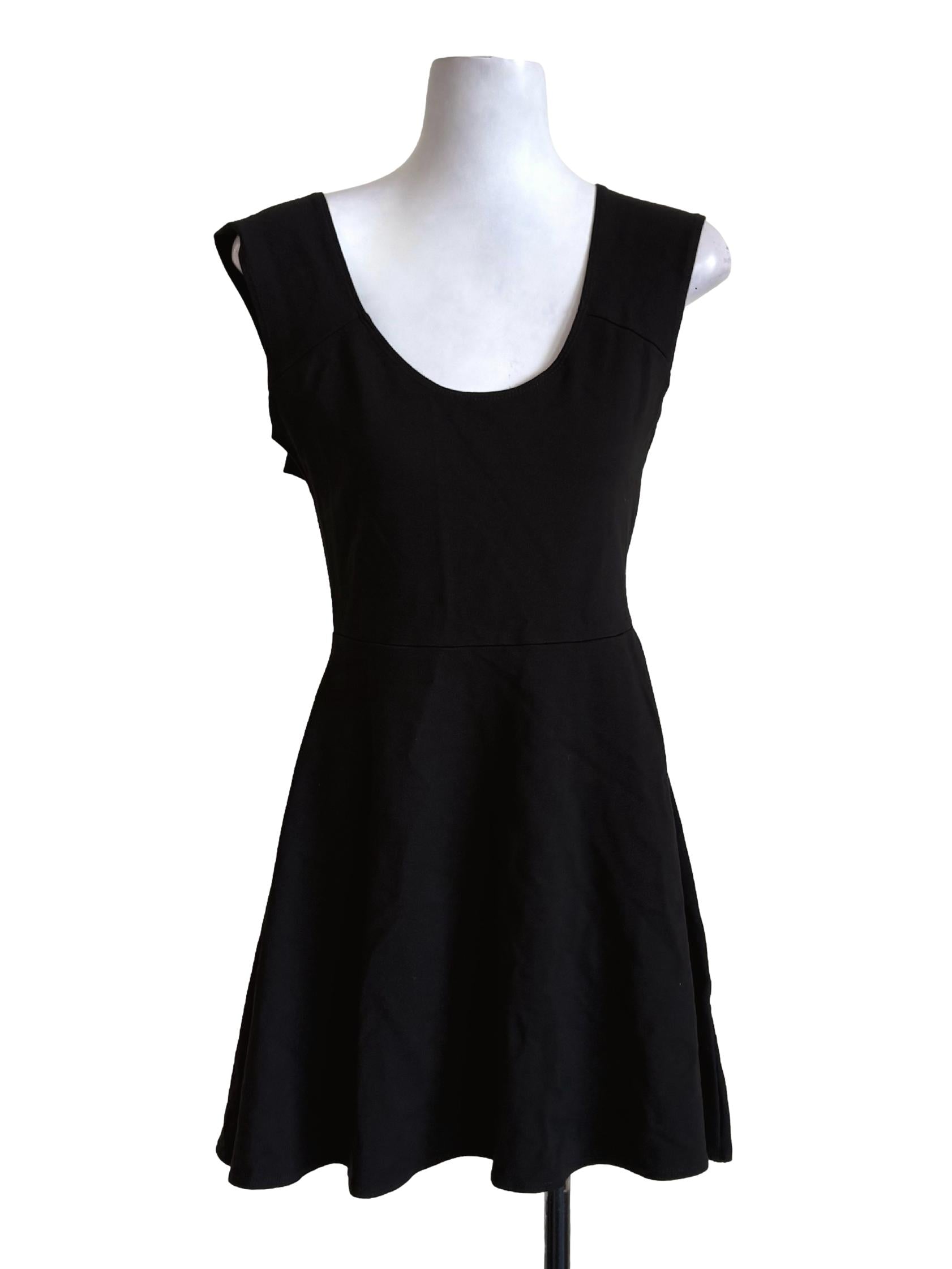 Black Cutout Back A-Line Dress