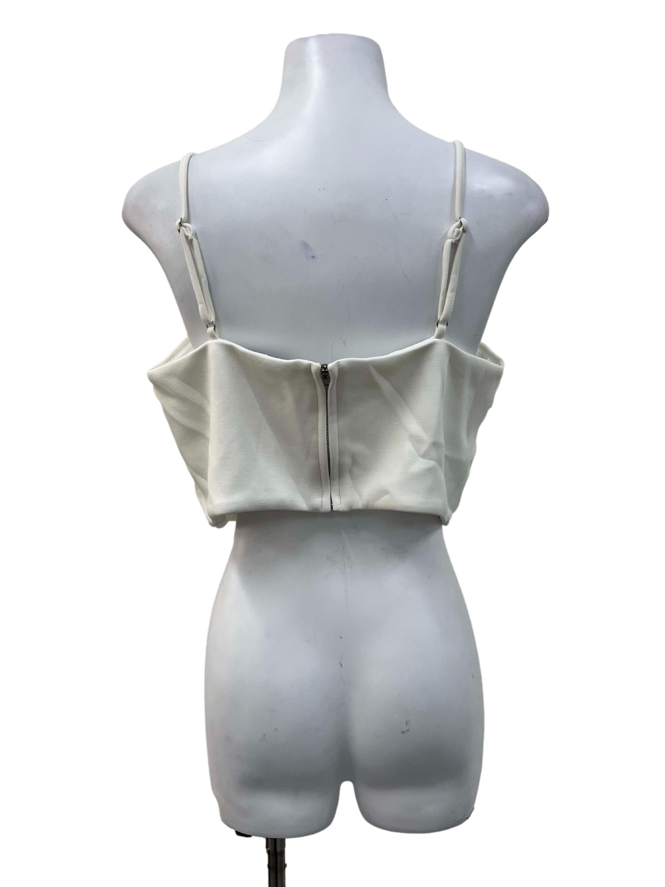 Off White Ribbon Tube Spaghetti Top