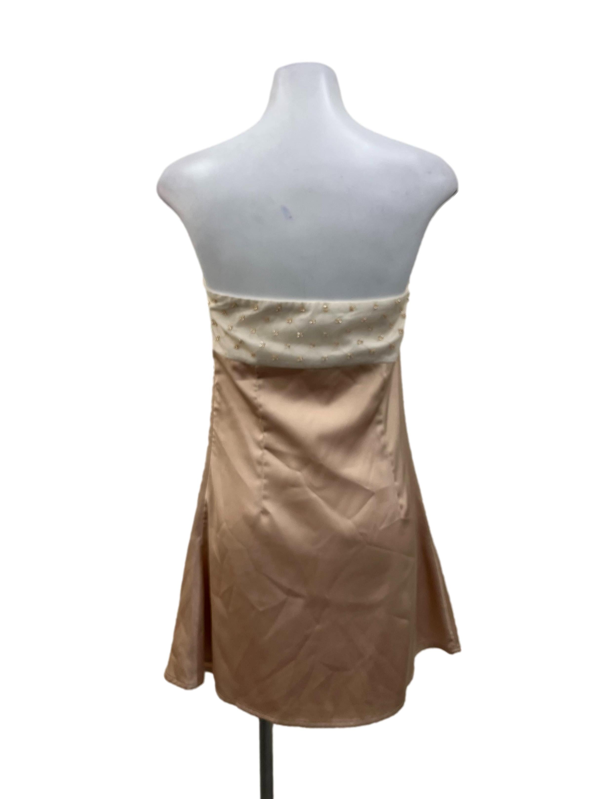 Beige Jeweled Tube Dress