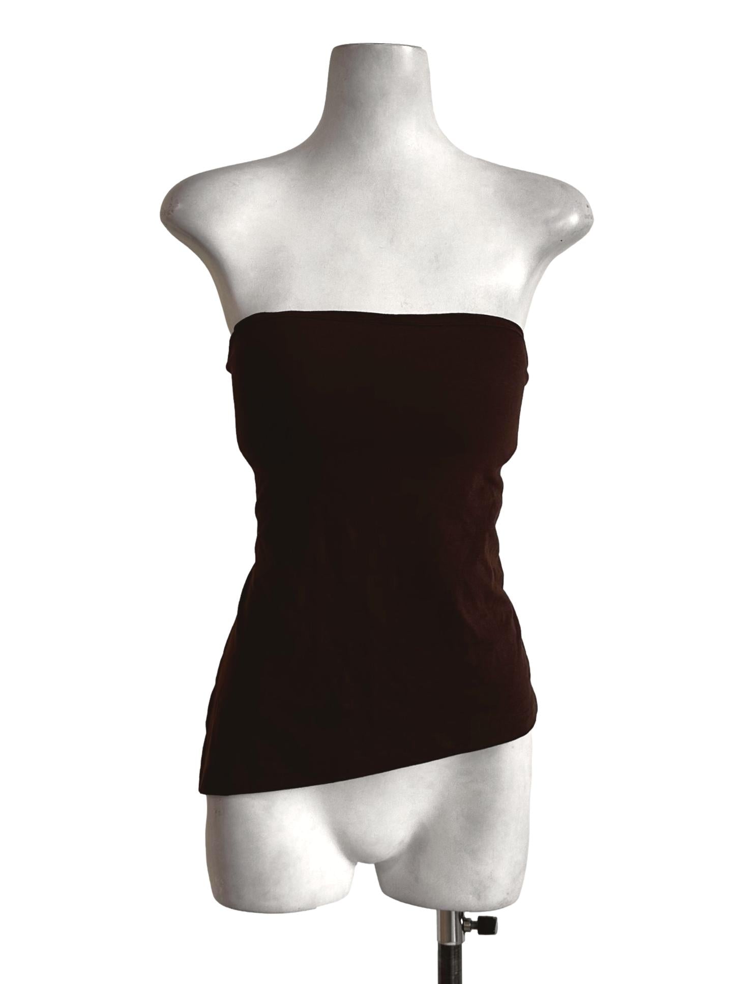 Wood Brown Plain Sleeveless Top