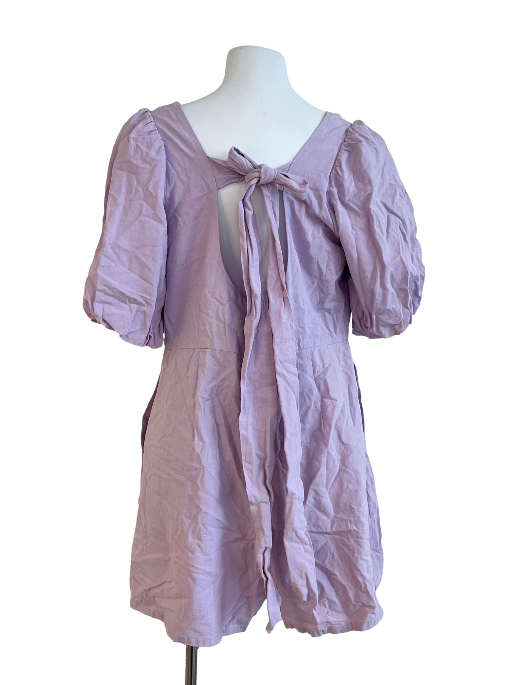 Light Purple Plain Off Shoulder Dress