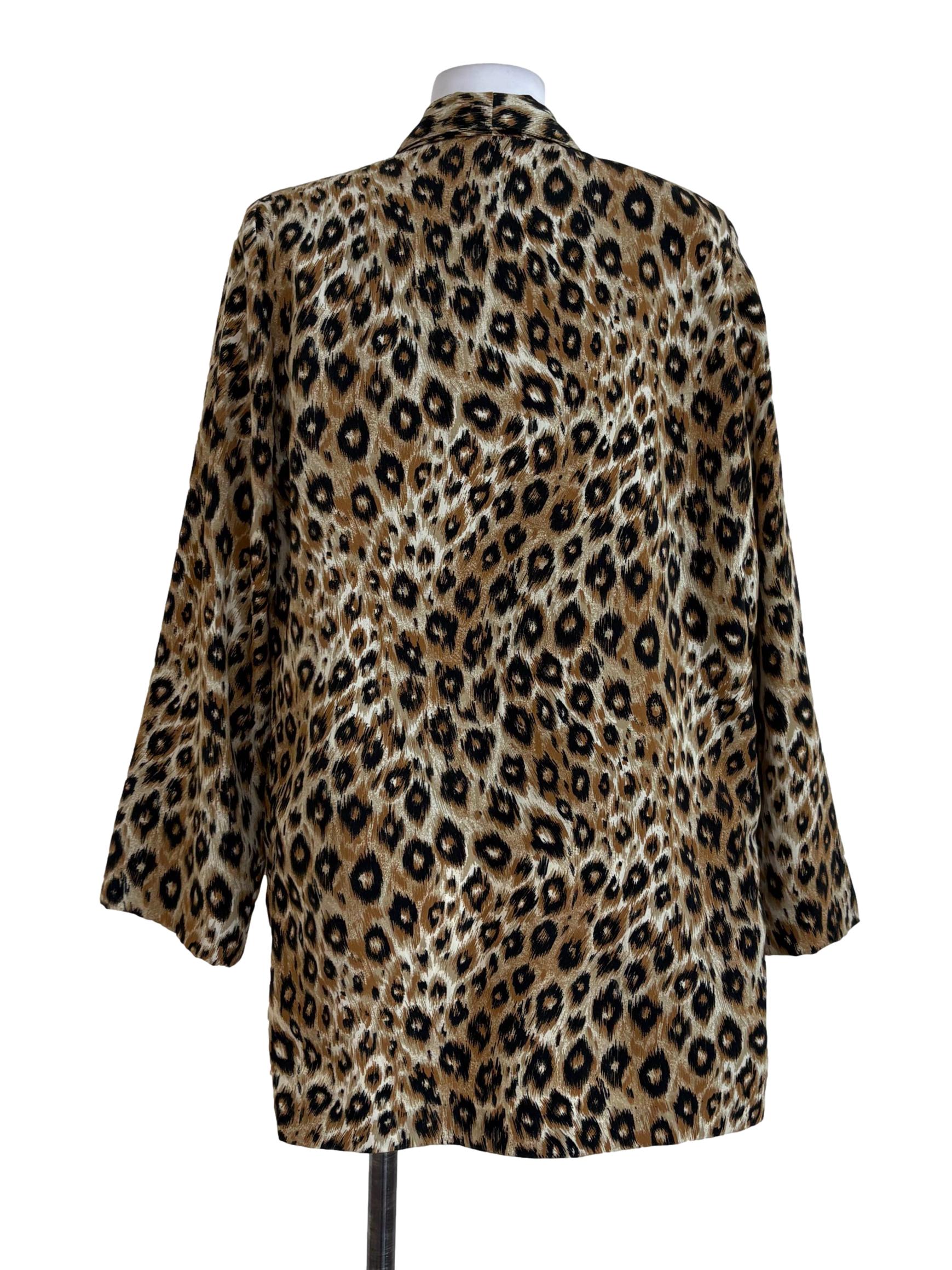 Peanut Leopard Print Cutaway Blazer