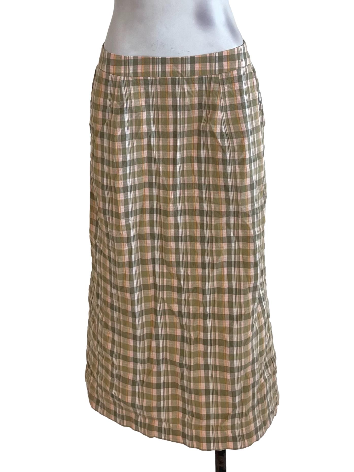 Light Pink Madras Check Tube Skirt