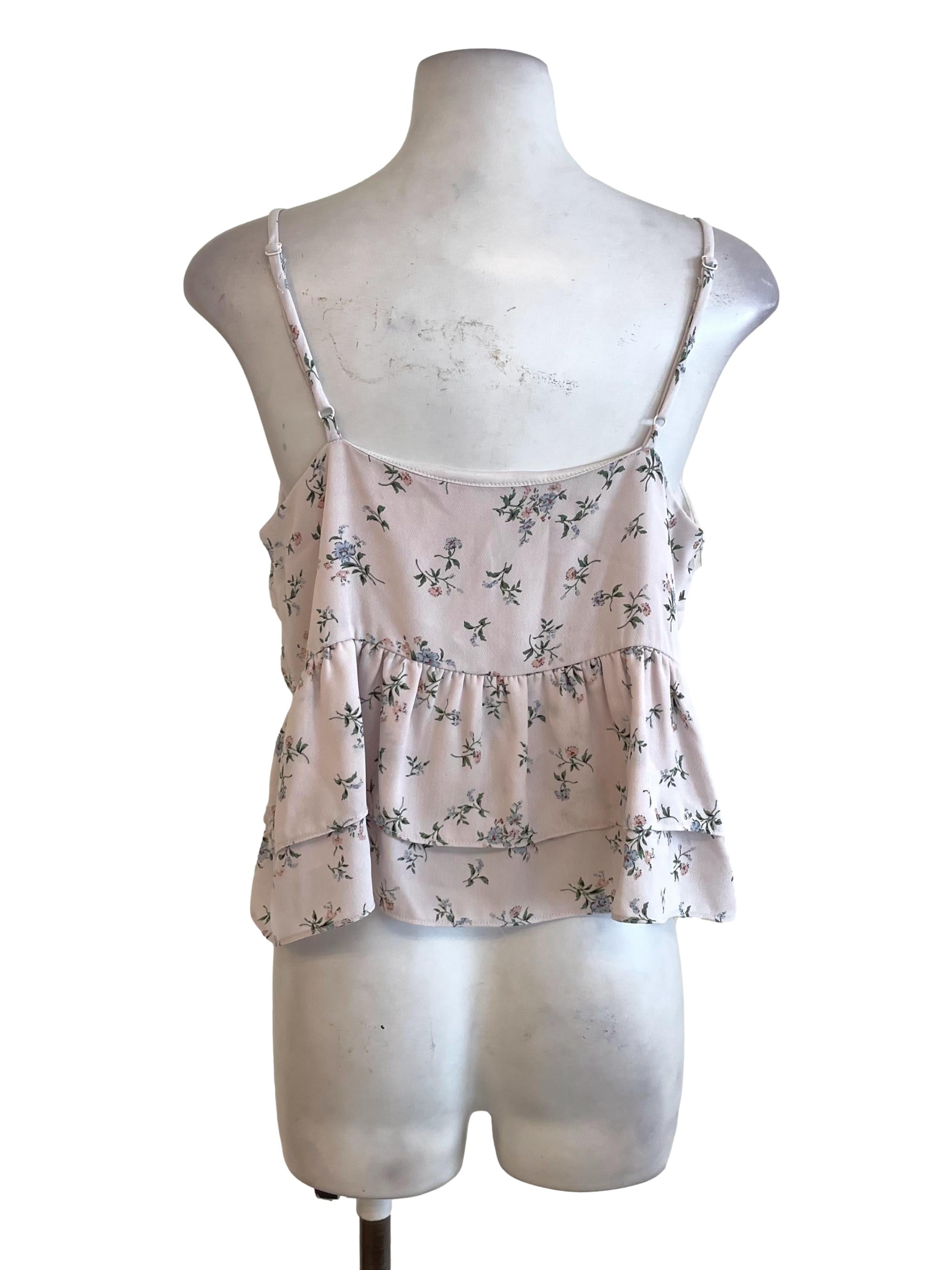 Crepe Pink Floral Peplum Top
