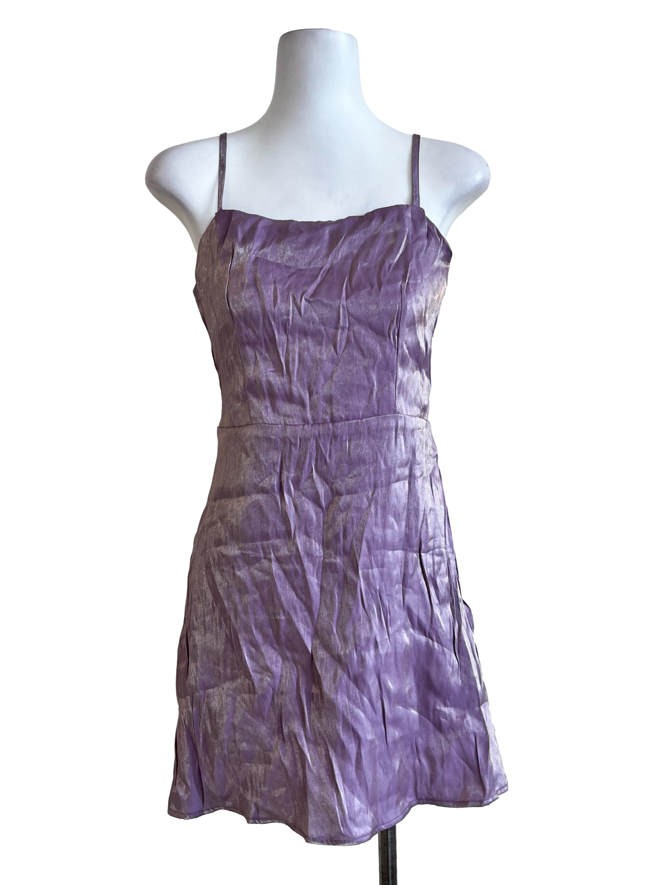 Purple Sleeveless Shiny Dress