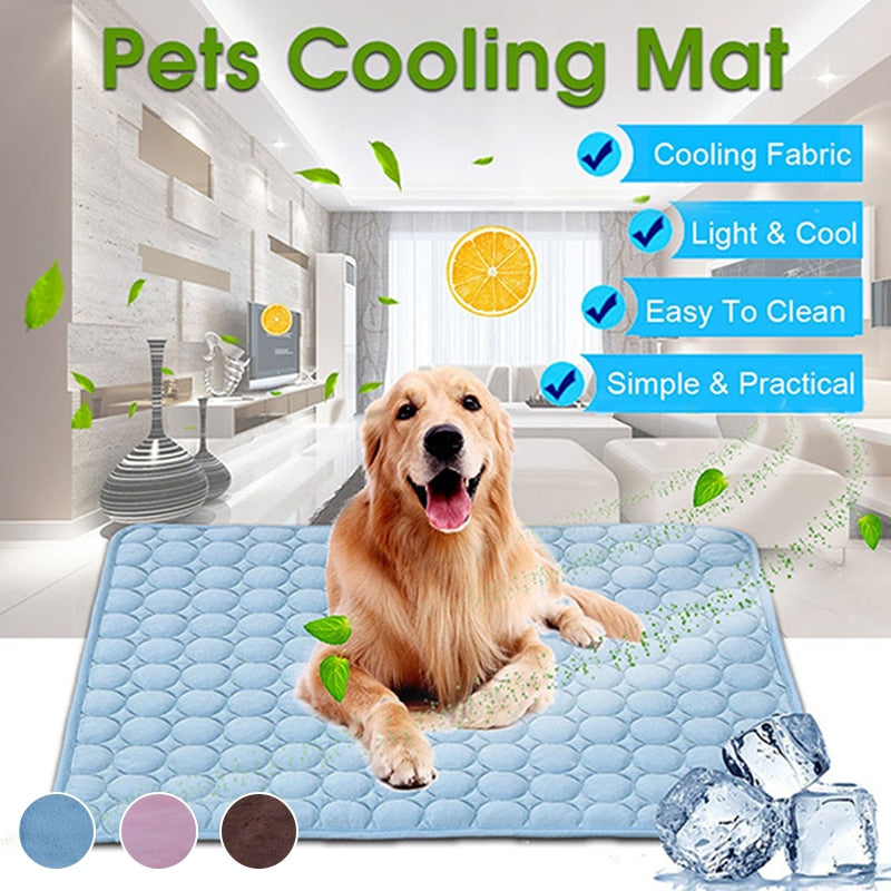 Shatex Large Summer Self-Cooling Mat Pet Bed Breathable Kennel Pad for Dogs Cats Sleep Blanket, Blue