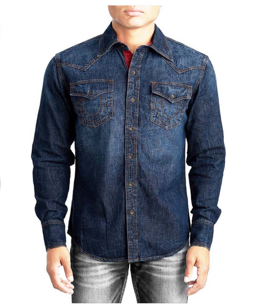 true religion denim shirt mens