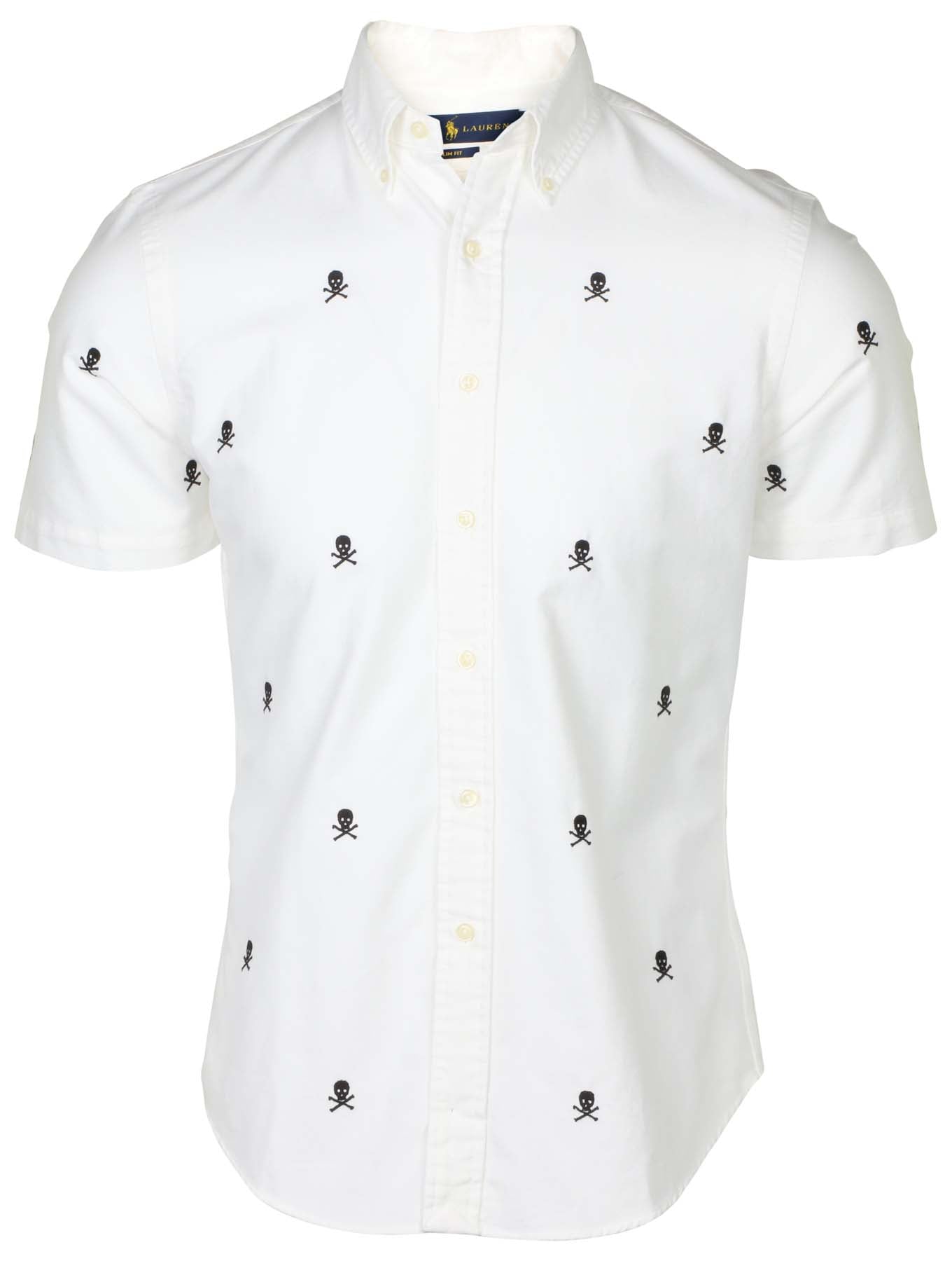 Polo Ralph Lauren Men's Slim Fit Skull & Crossbones Shirt-White – Webzom
