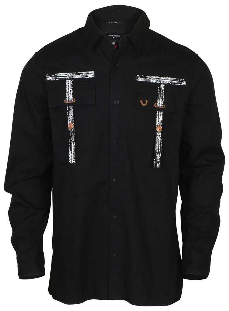 black true religion button up