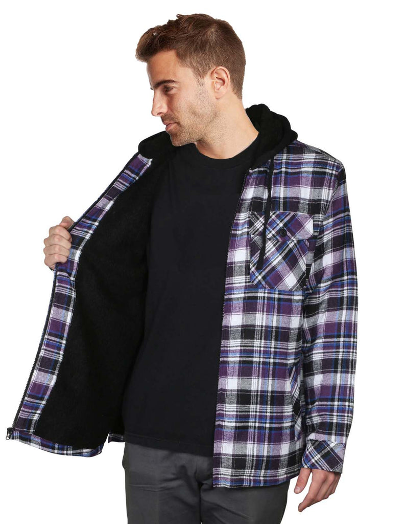 purple flannel hoodie