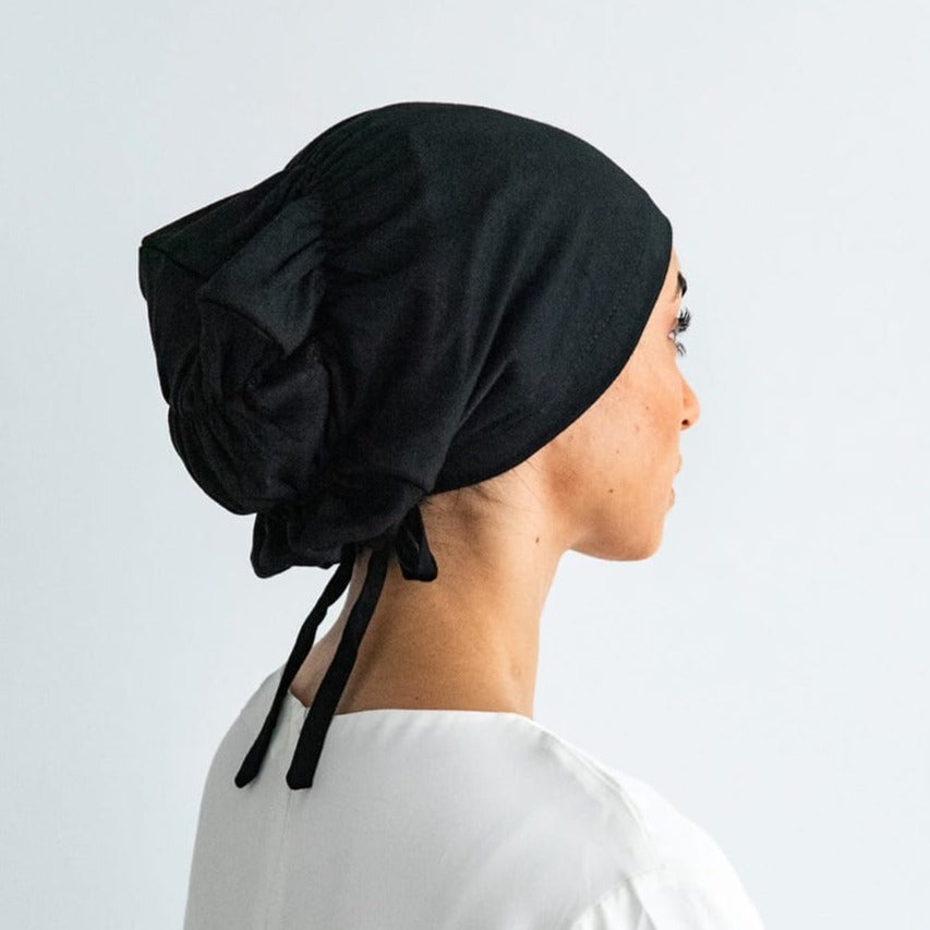 Elastic Silk Hijab Undercap - Black | Fajr Noor