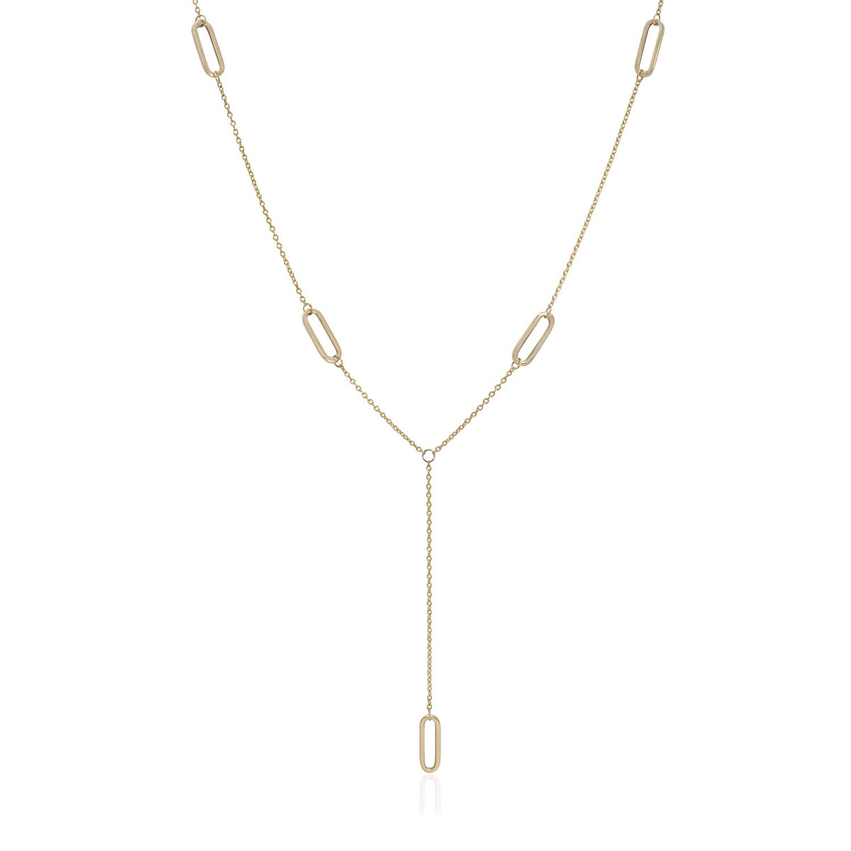 Floating Paper Clip Lariat Cable Chain Necklace– Mila Gems