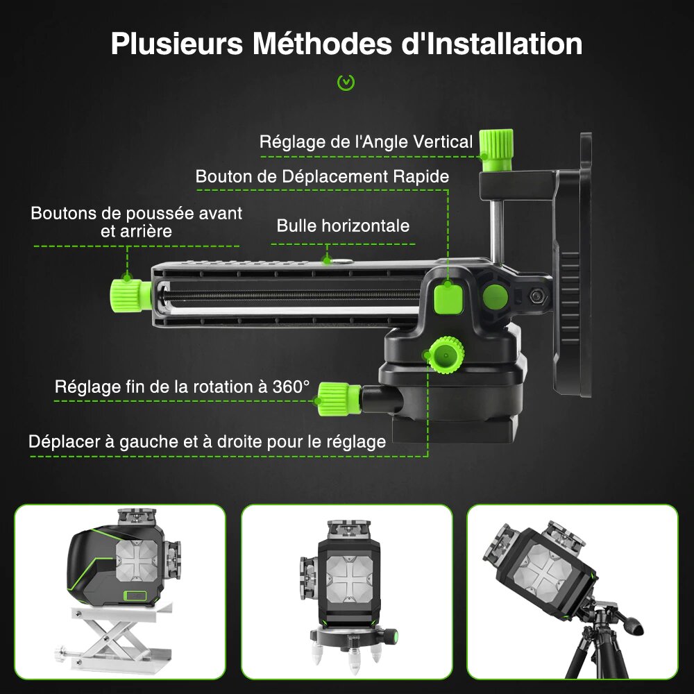 Niveau laser professionnel : Options d'alimentation polyvalentes pour une optimisation de l'énergie 2