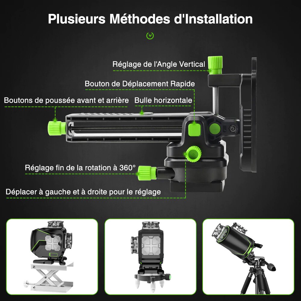 Niveau laser pour sol : Autonivellement, mode manuel, mode pulsé - Un