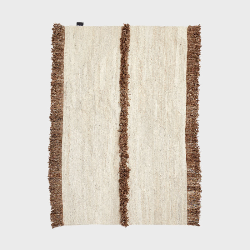 Nurja - White + Brown - Hand Woven Rug