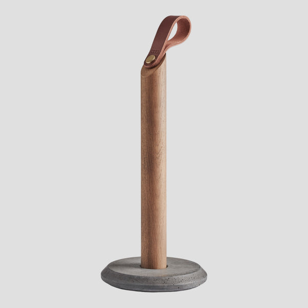 Paper towel holder from leather, wood / Kitchen roll holder