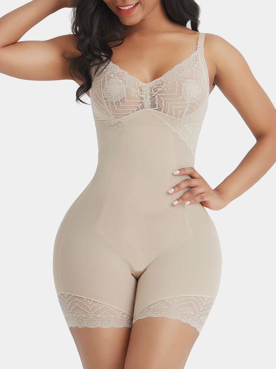 Open Crotch Lace Full Body Shapewear
