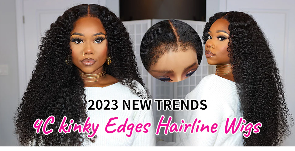 4C Curly Edges Hairline Wigs