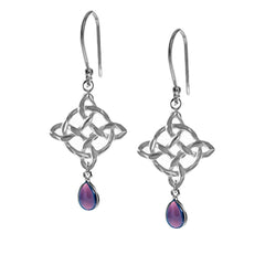 amethyst teadrop celtic earrings