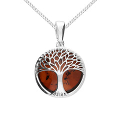 domed amber tree of life necklace