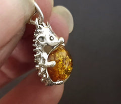 hedgehog necklace amber
