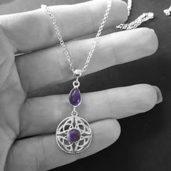 celtic necklace jewellery with amethyst gemstones