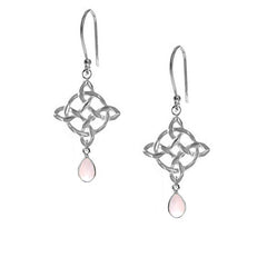 celtic earring jewellery, celtic dangle earrings rose quartz