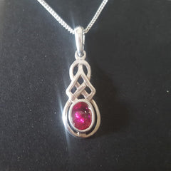 Celtic necklace with created ruby