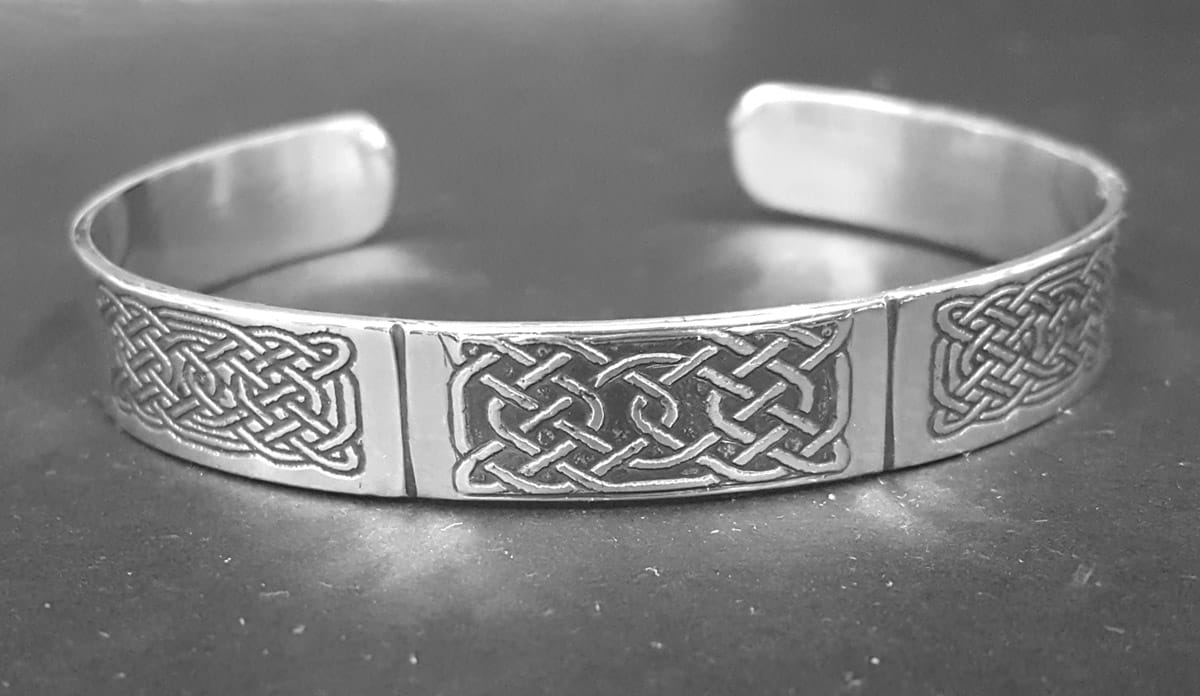 Celtic Bangle with Celtic Knot Rectangles, Handmade Solid Silver ...