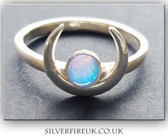 opal moon ring, celestial ring