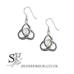 pinfire opal celtic earrings