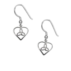 trinity heart celtic dangle earrings