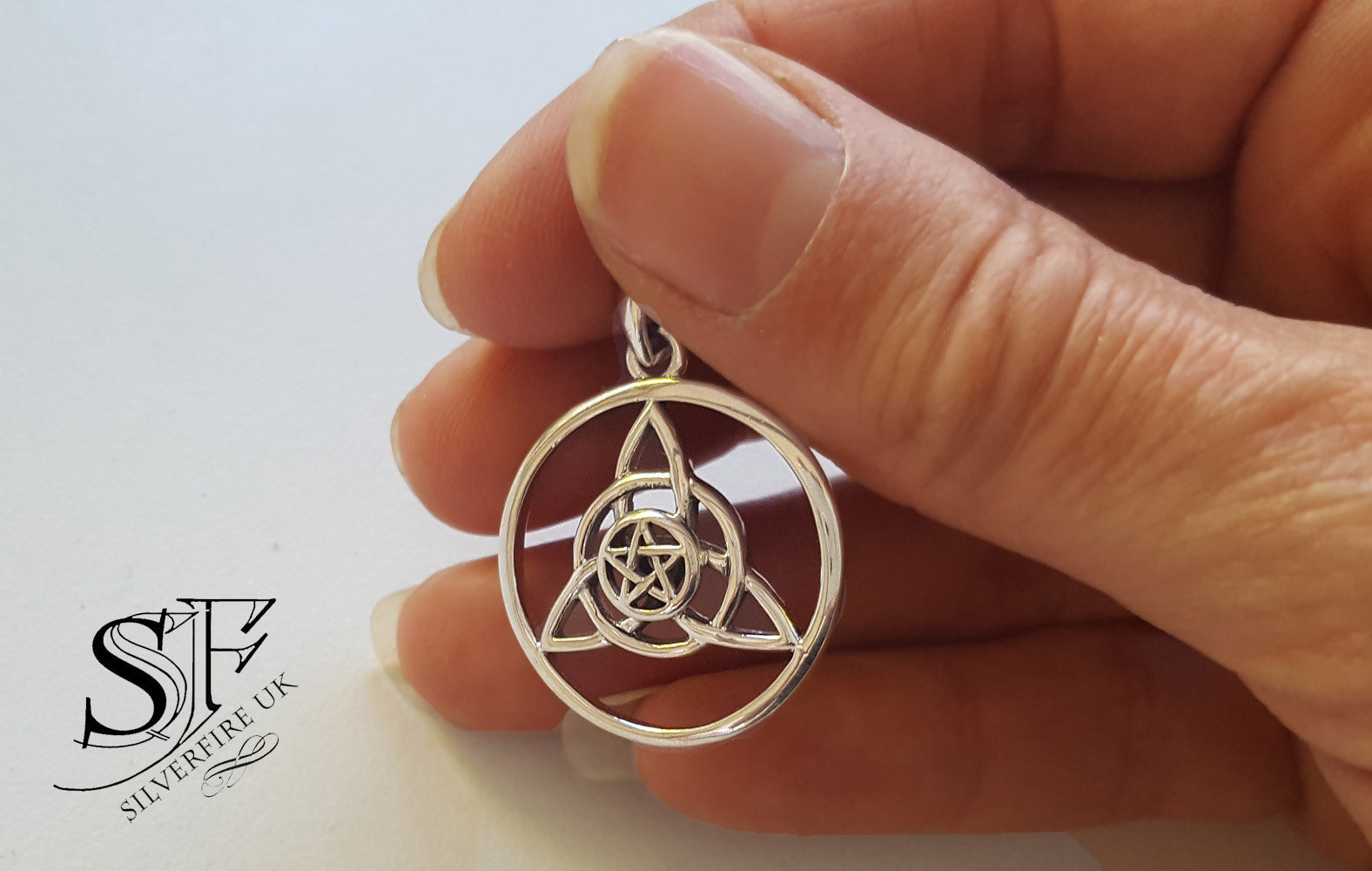 Triquetra Necklace With Small Pentagram, Triquetra Pentagram, Pagan