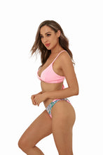 Load image into Gallery viewer, Two-Tone Lace-Up Bikini Set

