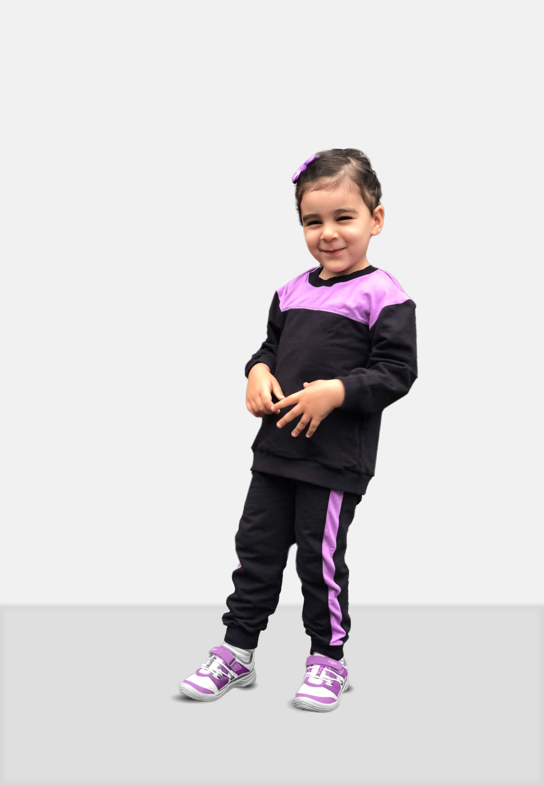 Joggingpak met lila zijstreep – Alisé kids
