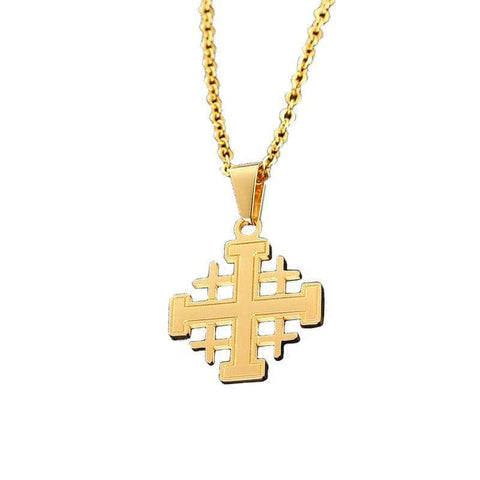 Gold Jerusalem Cross Necklace | Templar Cross