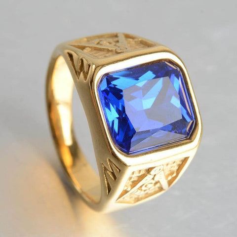 Blue Stone Gold Masonic Ring | Templar Cross