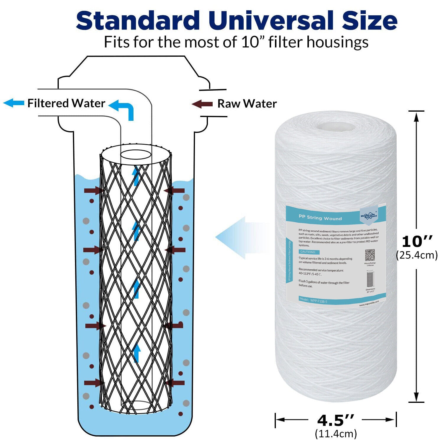 10 inch string wound sediment water filter