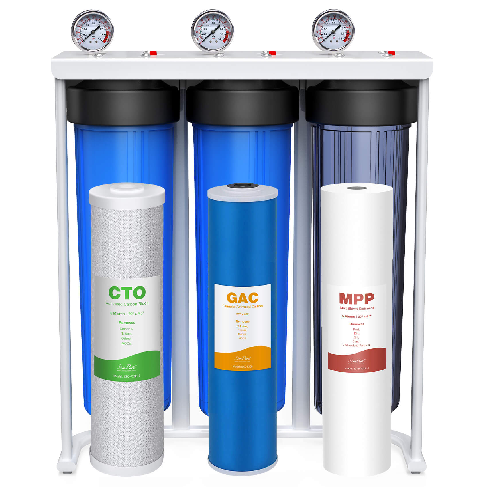 EXPRT MR-3030 Whole House Water Filter 3 Stage Water Purifier, GAC