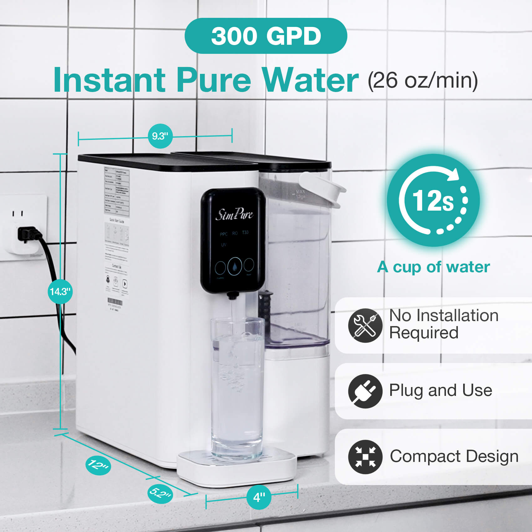 zero installation purifier countertop reverse osmosis water filter