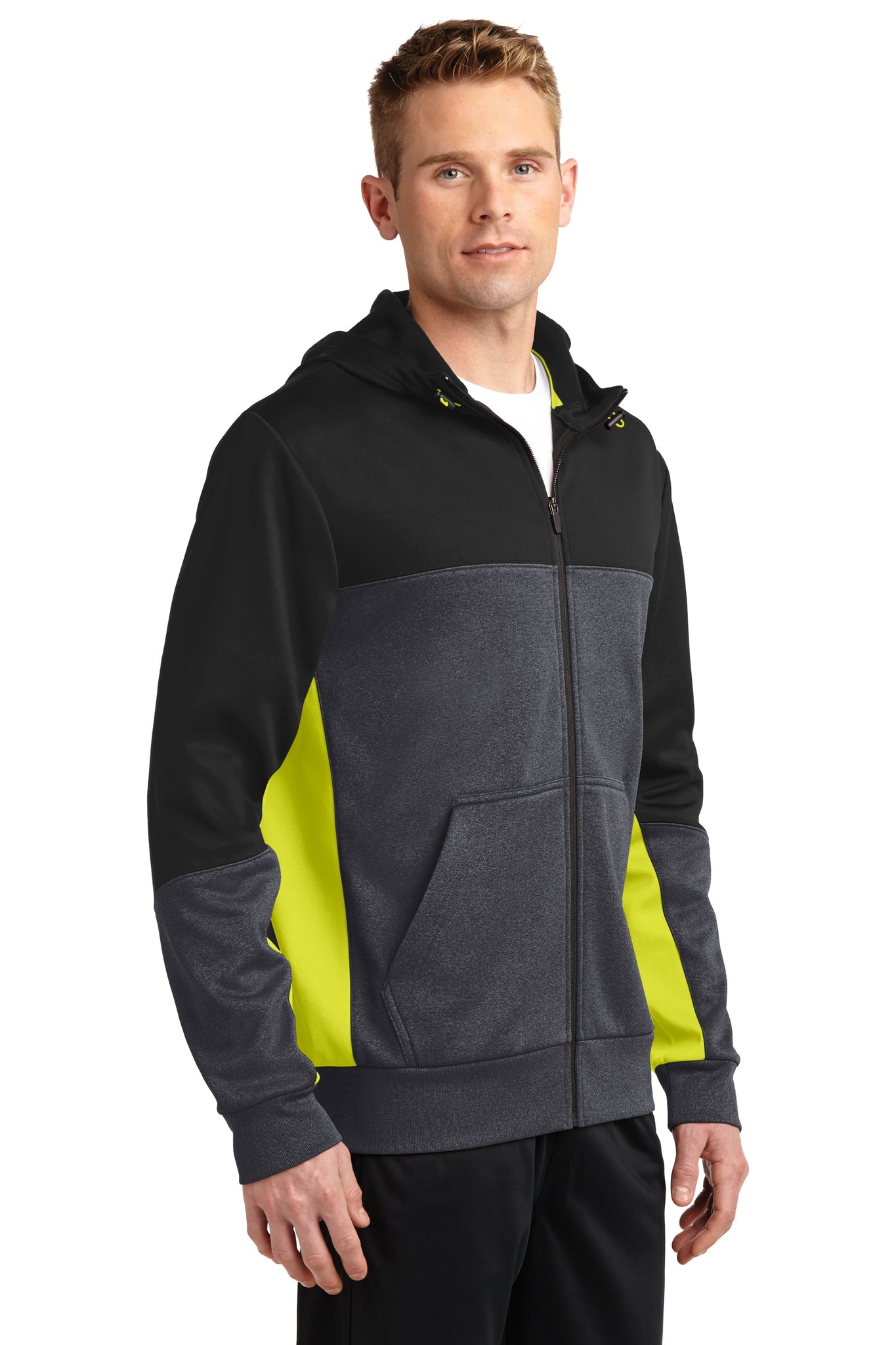 Sculptor - Sport-Tek® Tech Fleece Colorblock Full-Zip Hooded Jacket (S ...