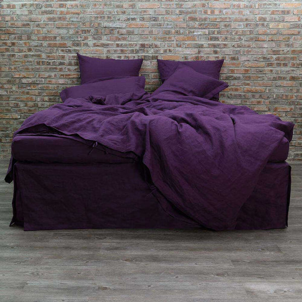 Dress Your Bed With A Deep Earthy Aubergine Linen Sheets Set