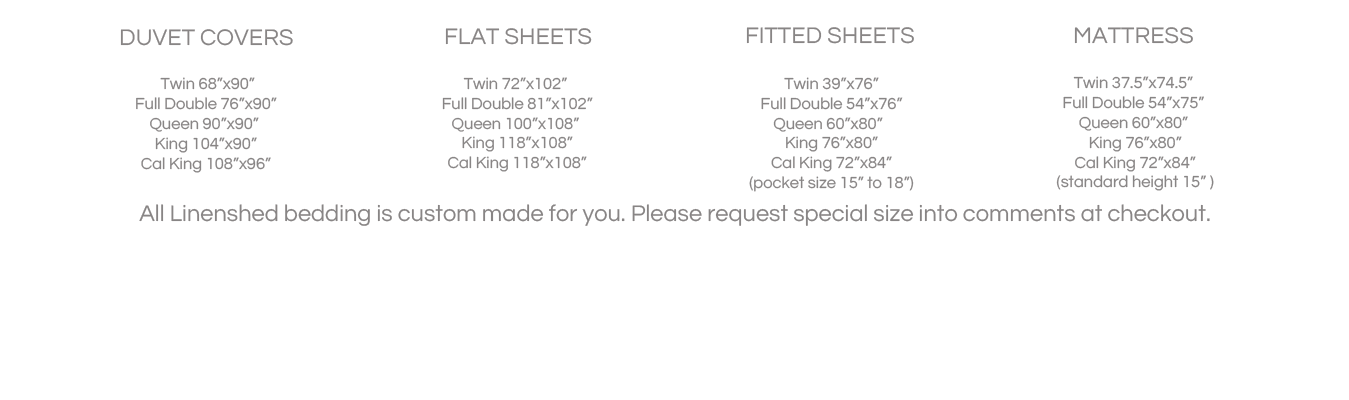 USA Bedding sizes