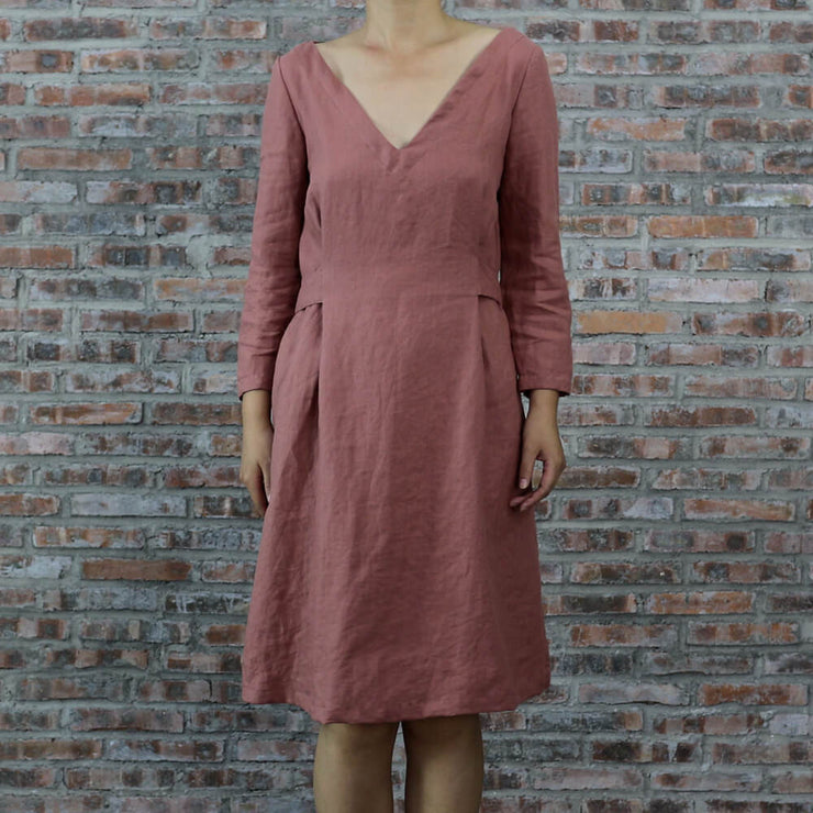 french curve linen dress