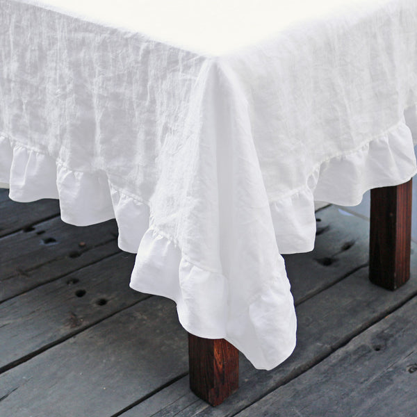 Linen Ruffle Tablecloth | Shabby Chic Table linens for all occasions ...