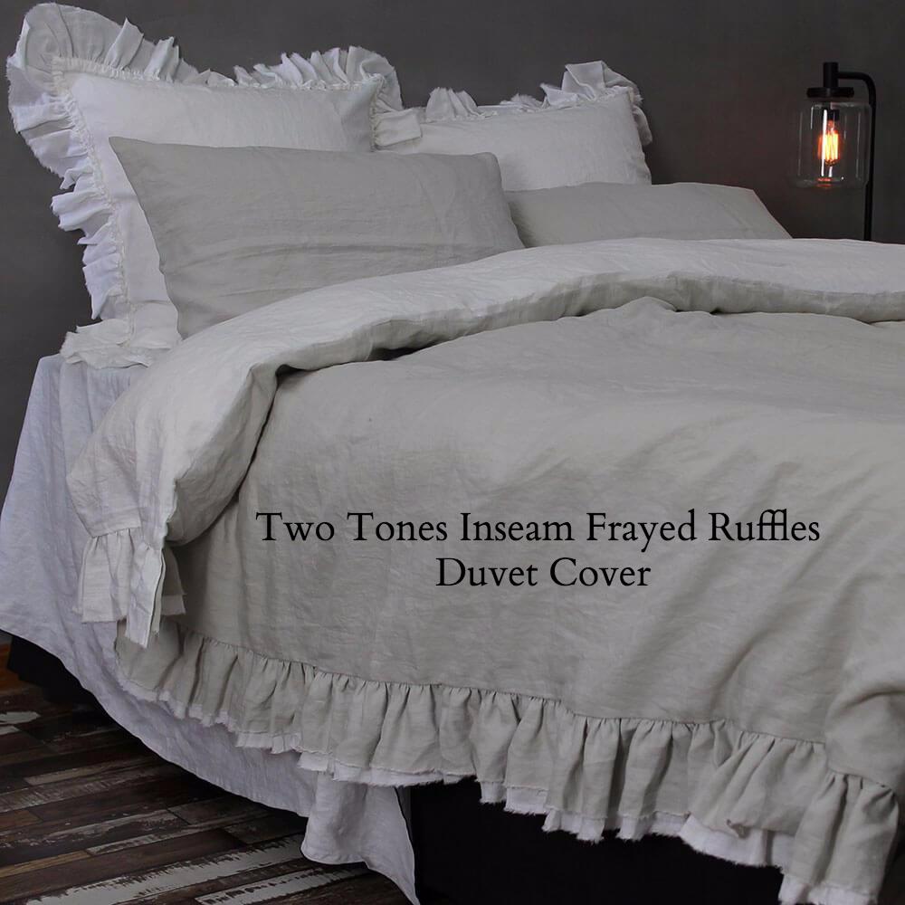 Two Tones Ruffle Duvet Cover Linenshed