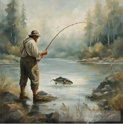 Patience - The Fisherman, Oil Painting for Home Decoration