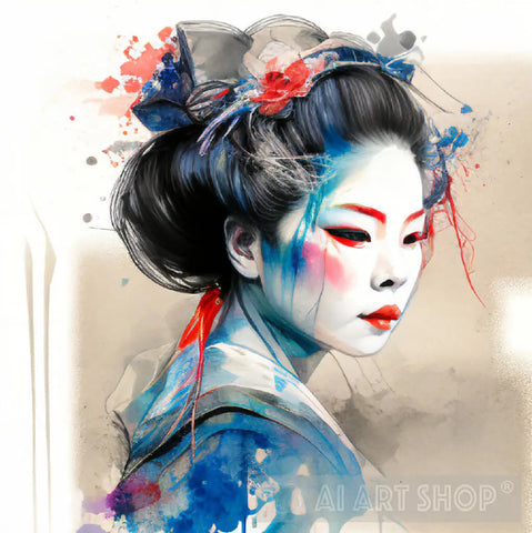 geisha watercolor painting