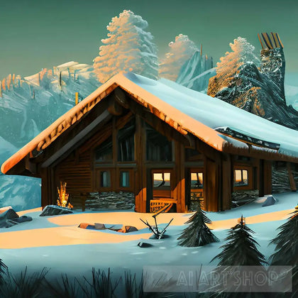Cozy Winter Cabin Winter,home,cabin,cozy Graphic by LofiAnimations